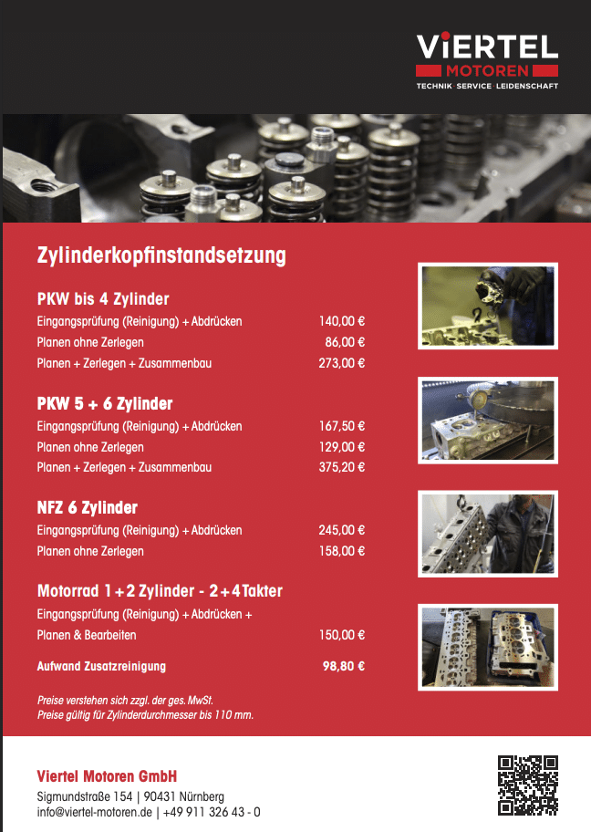 Bild von der Broschüre zur Zylinderkopfinstandsetzung